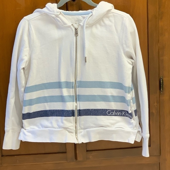 Calvin Klein Performance hoodie 100% cotton pockets drawstring hood full zip SM - Picture 1 of 4